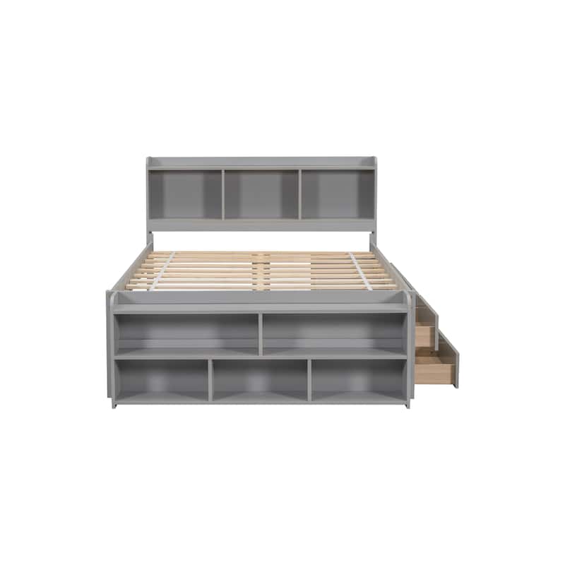 Bed with Under bed Storage Drawers and Bed End Storage Case