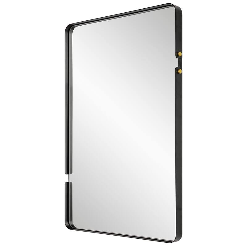 Matte Black Rectangular Mirror - 20.47"W x 32.28"H x 1.57"D
