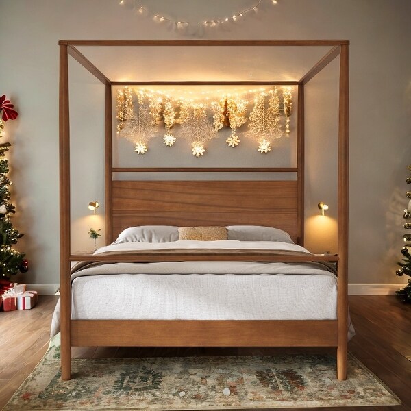 Full size wood canopy bed frame top