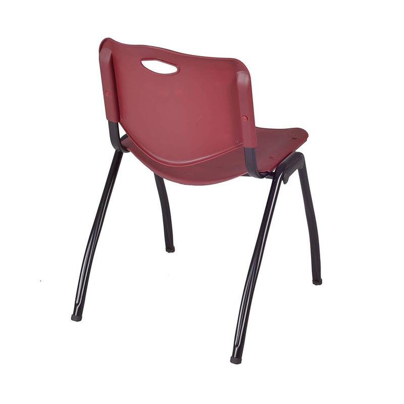 84" x 24" Training Table- Grey & 3 'M' Stack Chairs- Burgundy