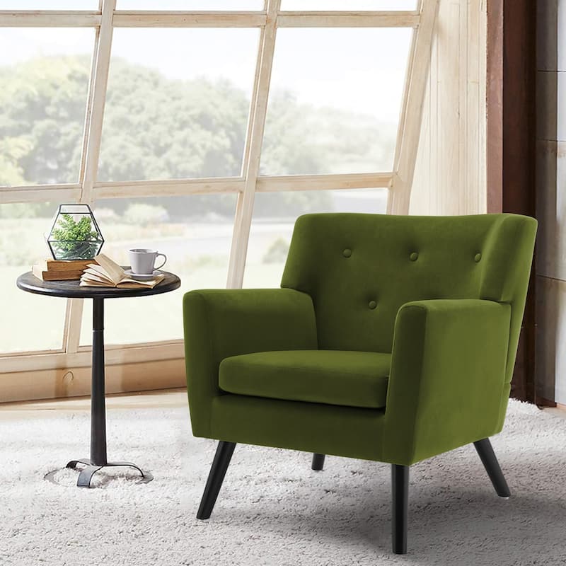 Velvet Upholstered Armchair Tufted Accent Chair, Set of 2 - 30.71"H x 28.35" W x 27.56"D