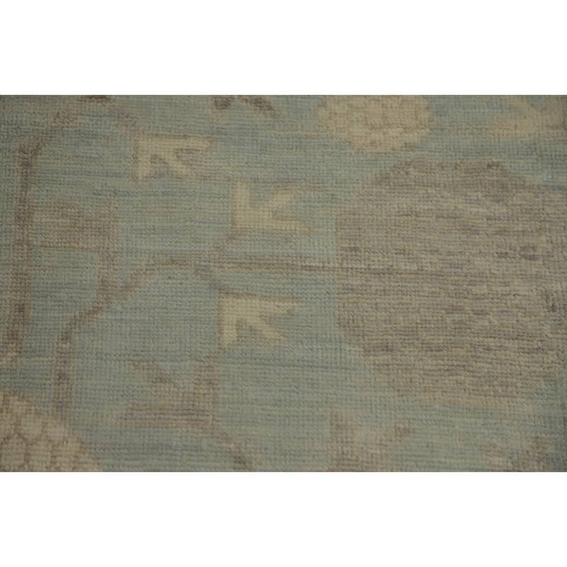 Vegetable Dye Wool Oushak Turkish Area Rug, Floral Geometric Carpet - 11' 11'' X 9' 1''