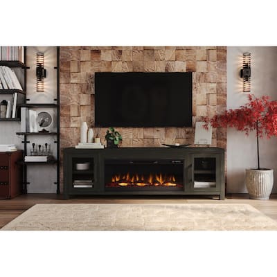 Bridgevine Home Tybee 86 inch Electric Fireplace TV Console for TVs up to 95 inches