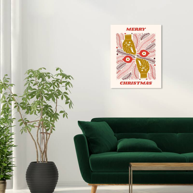 Wynwood Studio Canvas Holiday and Seasonal Merry Christmas Power Poster Red Modern & Contemporary Wall Art Canvas Print - 20 x 24
