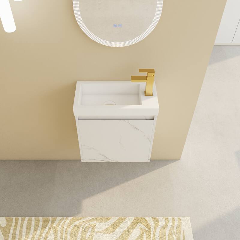 GDFStudio - Milo Modern Wall-Mounted Bathroom Vanity with White Resin Sink and Soft-Close Cabinet Door