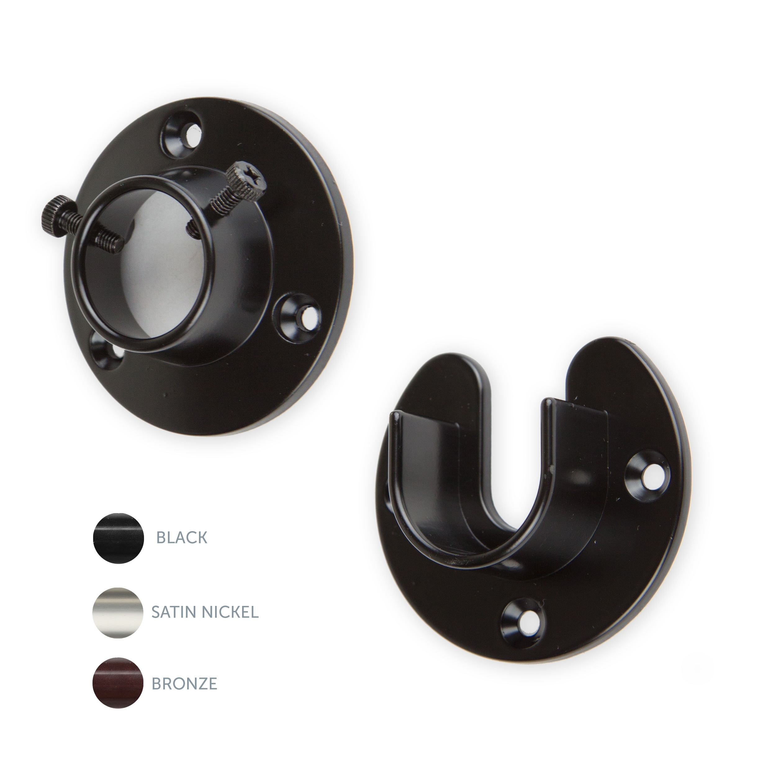 InStyleDesign Heavy Duty Wall Mount 1" Closet Pole Rod Socket