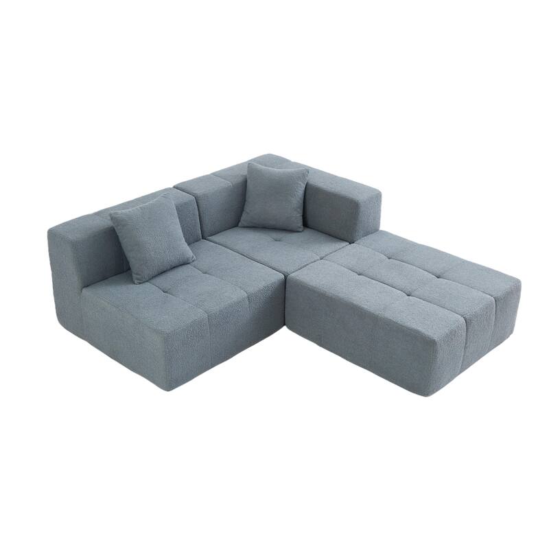 Modern Modular Sectional Sofa, Armless Floor Couch with Removable Back Cushions for Apartment and Living Room