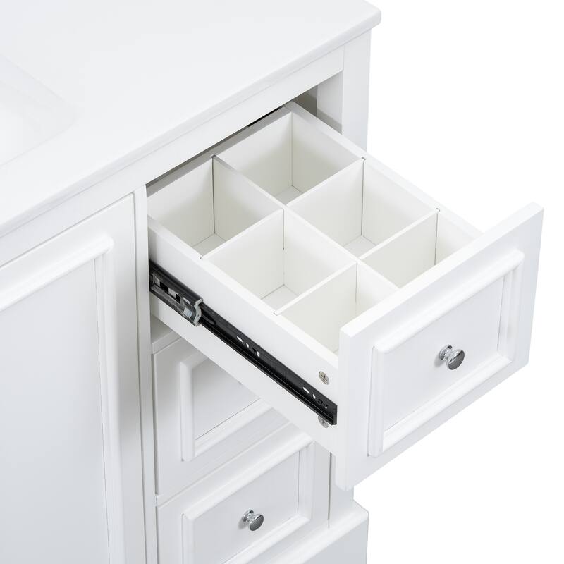 GDFStudio - Maple Modern Freestanding Bathroom Vanity with Ceramic Sink, Soft Close Door and Multi Drawer Storage