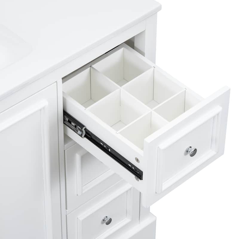 Roomfitters 36" Transitional Bathroom Vanity with Ceramic Sink, 2 Soft-Close Doors, Adjustable Shelf and 3 Drawers