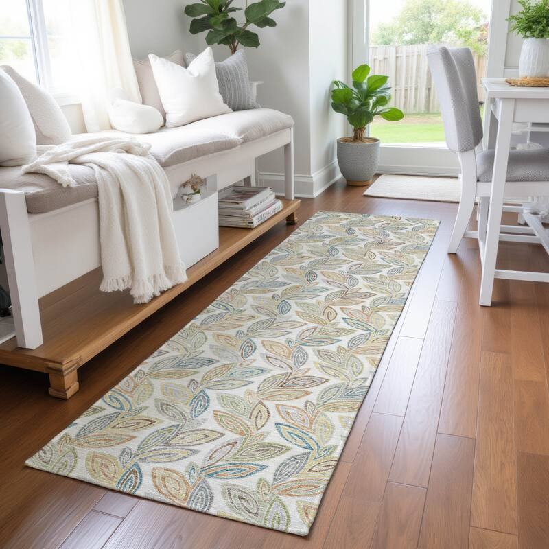 Machine Washable Indoor/ Outdoor Modern Rose Hill Chantille Rug