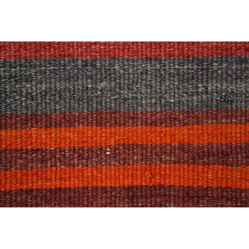 Hand Woven Oriental 100% Wool Carpet Southwestern Geometric Multi-Colored Kilim Area Rug - 10' 11'' X 4' 7''