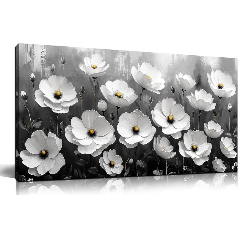 Black and White Botanical Wall Art Floral Wall Decor - 20 x 40