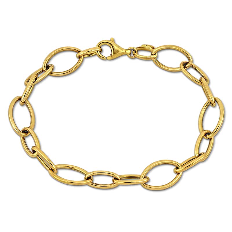 Miadora 10mm Oval Link Bracelet 14K Yellow Gold-8 in