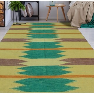 Hand-Woven Winchester Kilim Emirhan Gold/Purple Rug - 7'0