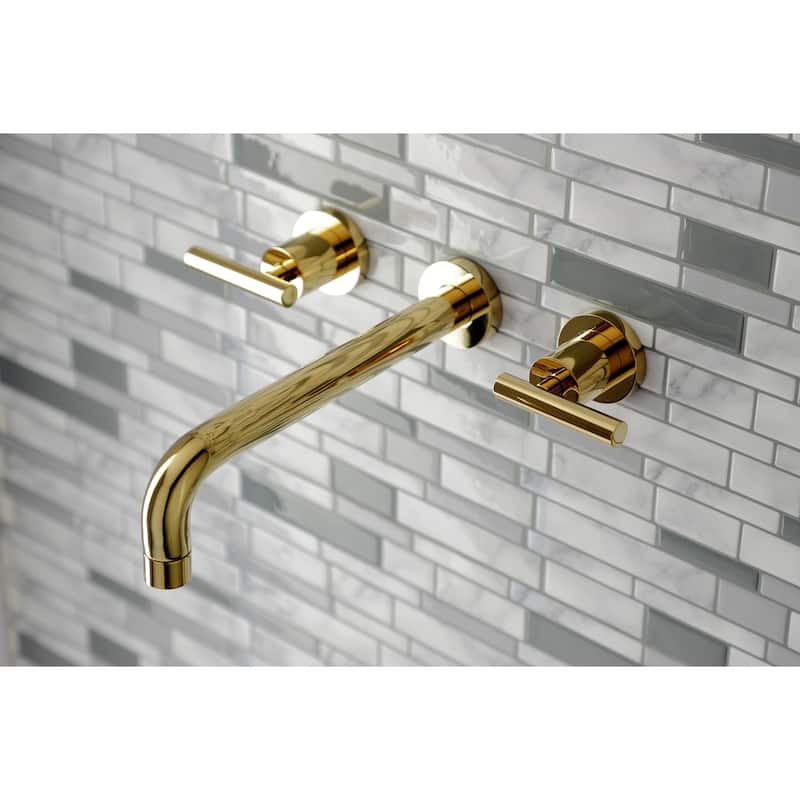 Manhattan 3-Hole Wall Mount Roman Tub Faucet in Brushed Brass