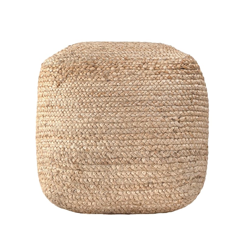 Nuloom Cork Braided Solid Jute Ottoman Pouf