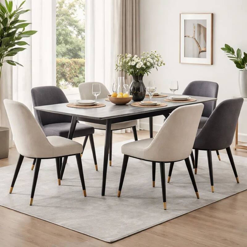 79 Inch Extendable Modern Dining Table, Textured Stone Surface, Warm Gray