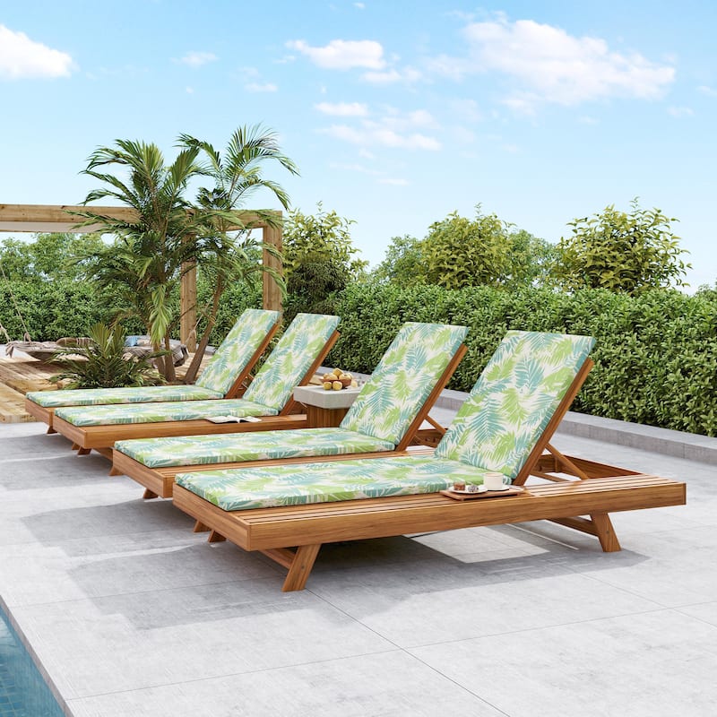Christopher Knight Home- Michael Acacia Outdoor Adjustable Chaise Lounge Set of 4