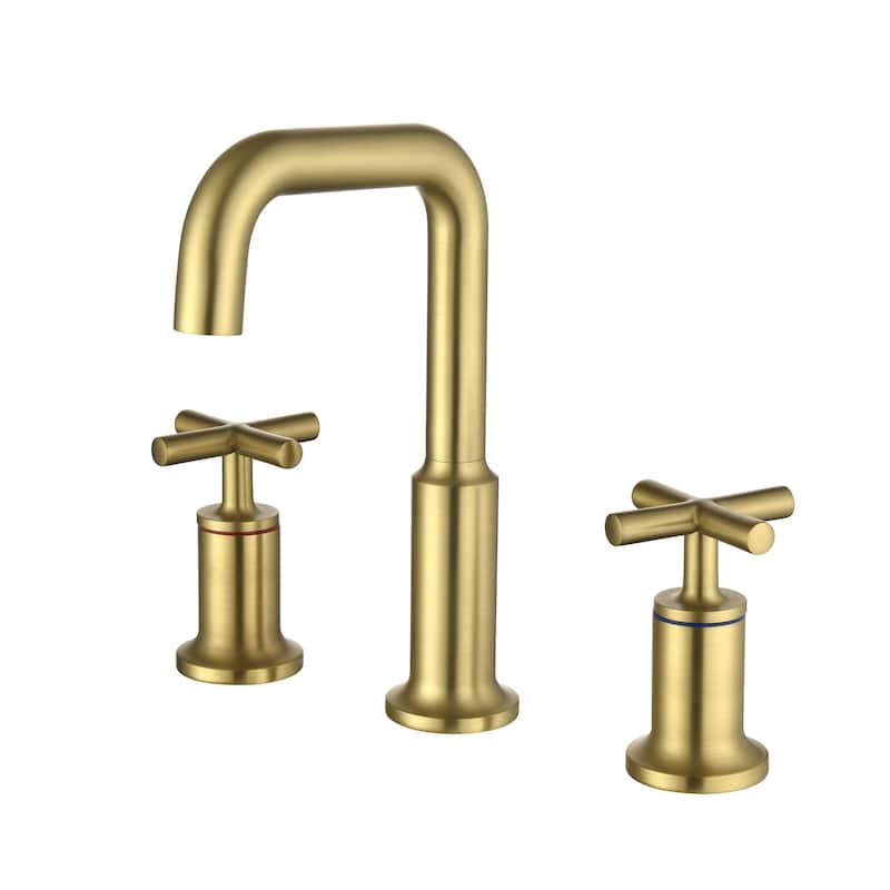 Three-Hole Cross Handle Copper Bathroom Sink Faucet