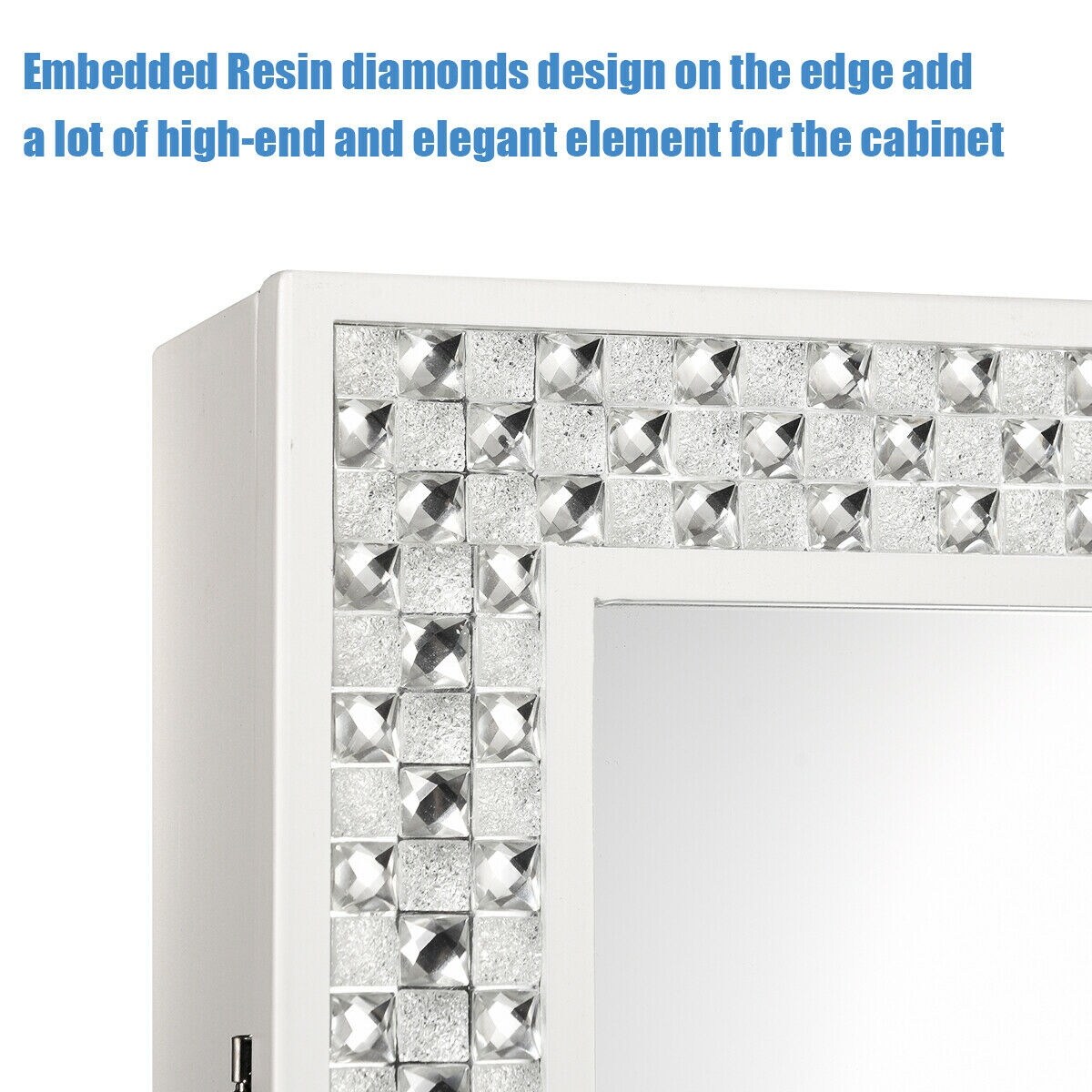 Shop Costway White Mirrored Jewelry Cabinet Armoire New Free