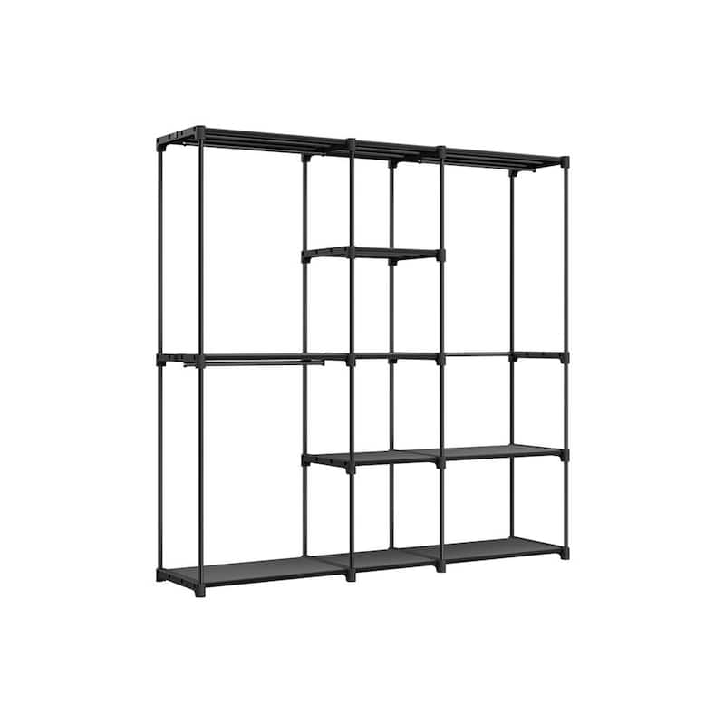Freestanding Closet Organizer with Adjustable Shelves, Dual Hanging Rods and Storage Drawers - 71.7"L x 16.9"W x 71.7"H  - Black