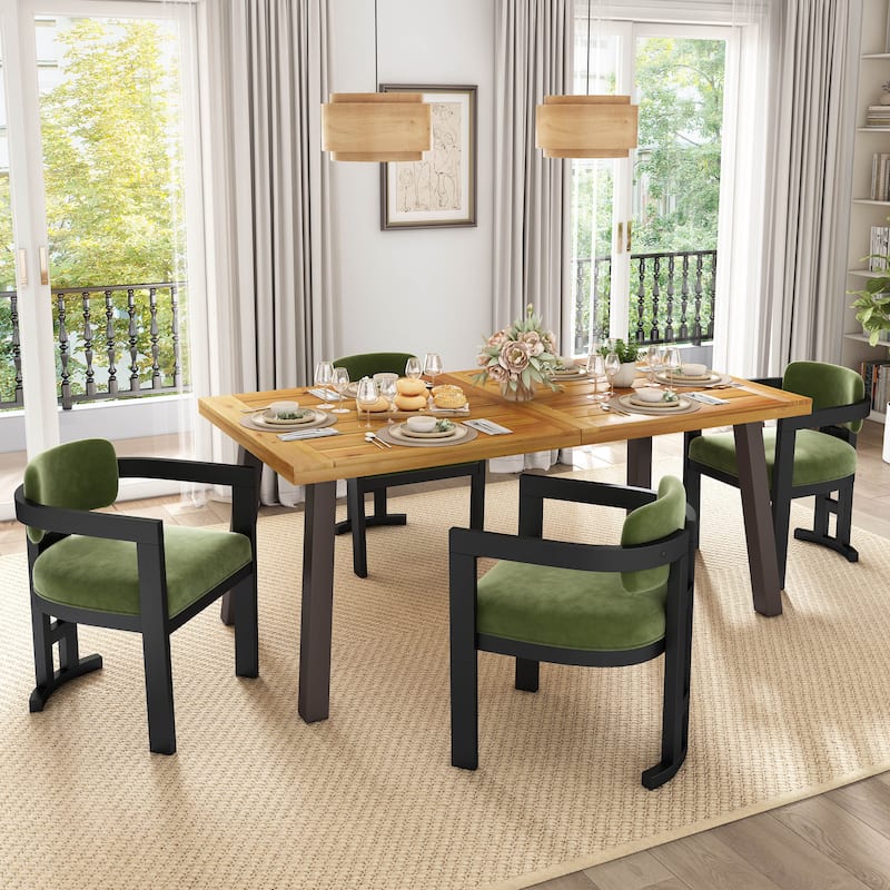 Christopher Knight Home - Evelyn Upholstered Rubberwood Dining Chairs (Set of 4) - Green+Black
