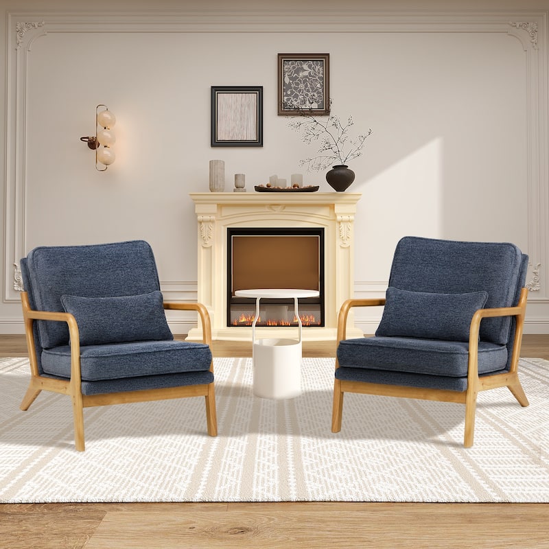 RENEWLINE Mid Century Modern Accent Chair with Lumbar Pillow