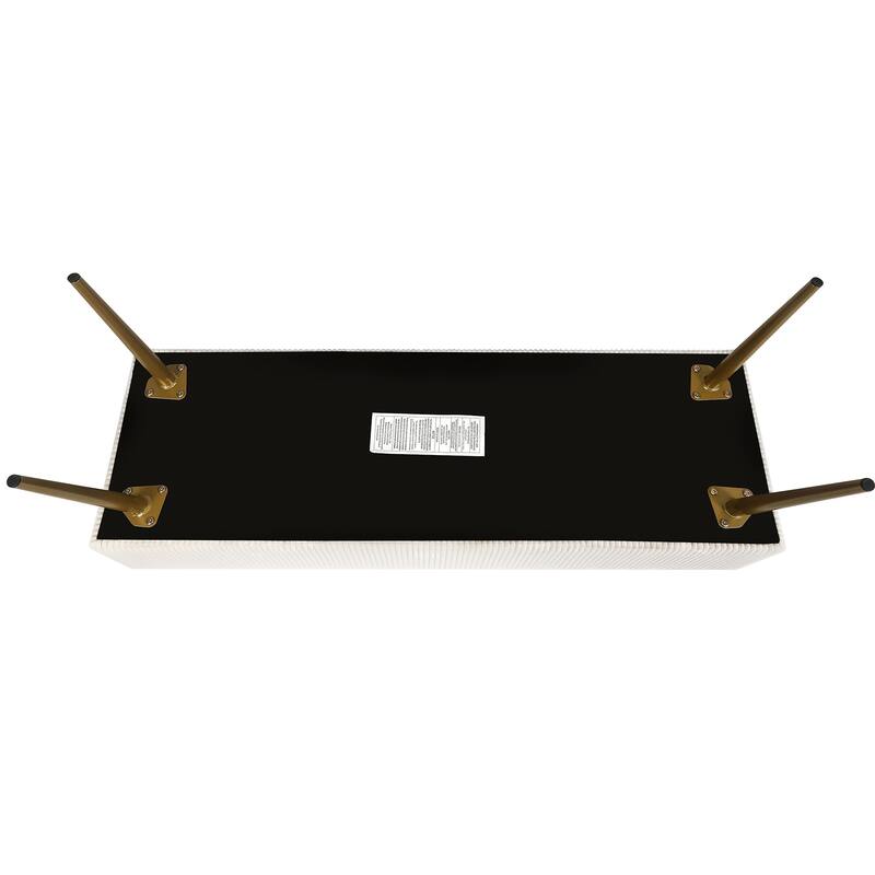 Adeco 43 Inch Velvet Bench Bed End Entryway Bench with Gold Legs