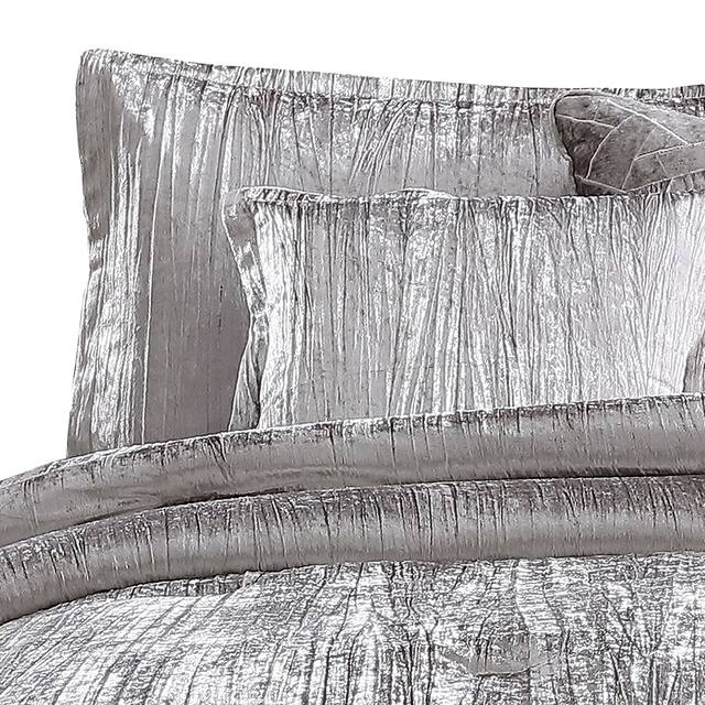 6 Piece Twin Comforter Set with Shimmering Appeal, Silver