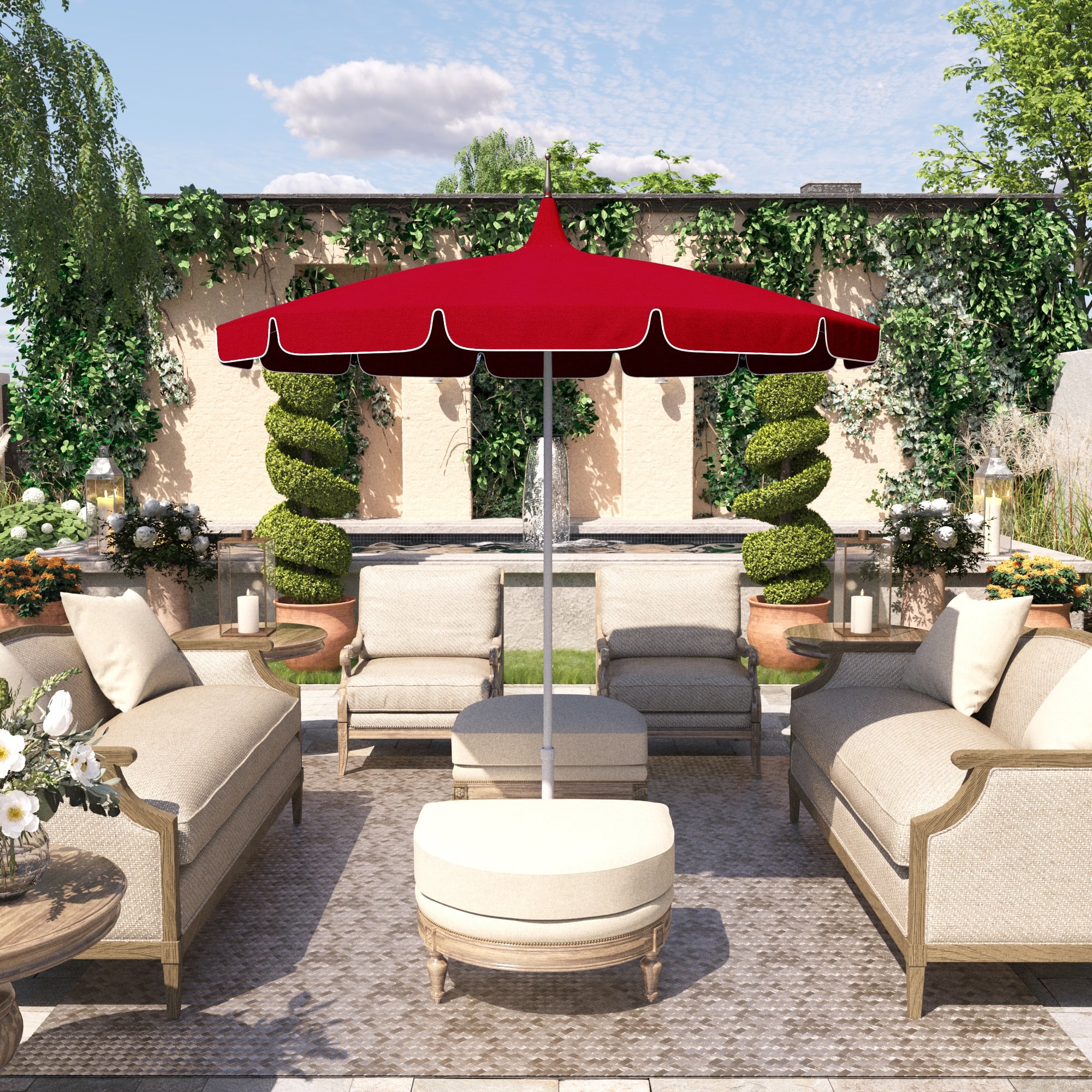 classic patio umbrellas Tempera 9ft Scalloped Outdoor Table Umbrellas with Fade Resistant Canopy, 8 Sturdy Rids, Elegant Vintage Umbrellas for Lawn, Pool, Deck, Balcony : Clothing, Shoes & Jewelry The double 9 ft. Classic Mid-Century Market