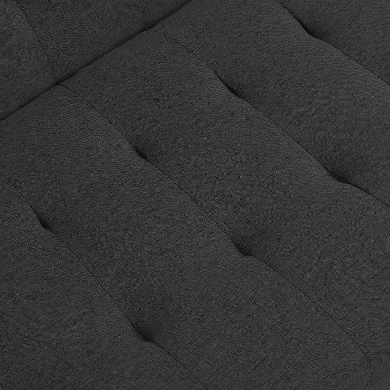 Multifunctional Black Fabric Futon Sofa Bed, 68x33x32 inches