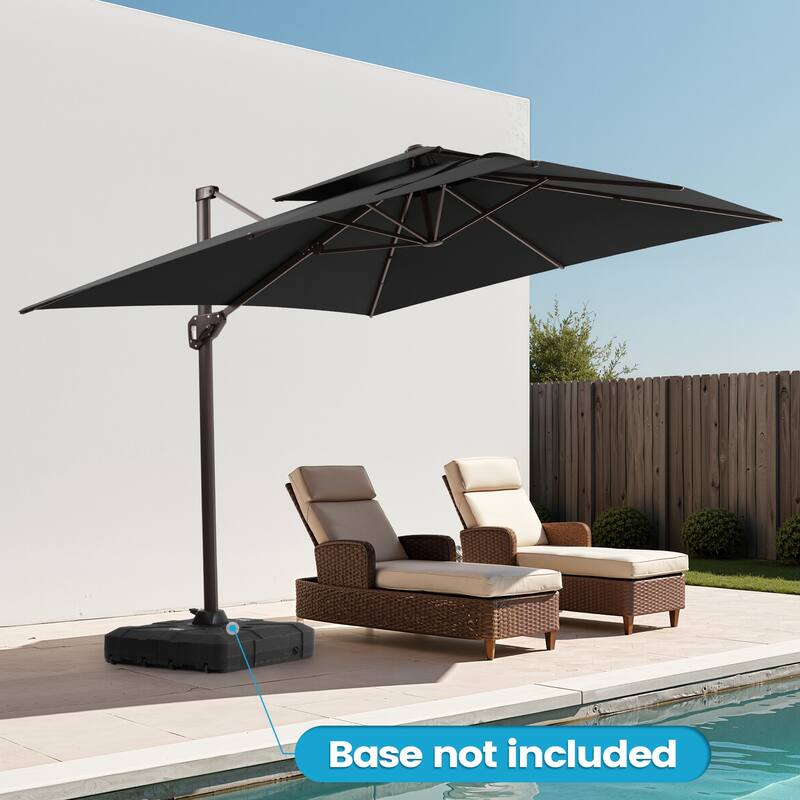 11 × 9 ft Outdoor Patio Cantilever Offset Dual Top Umbrella