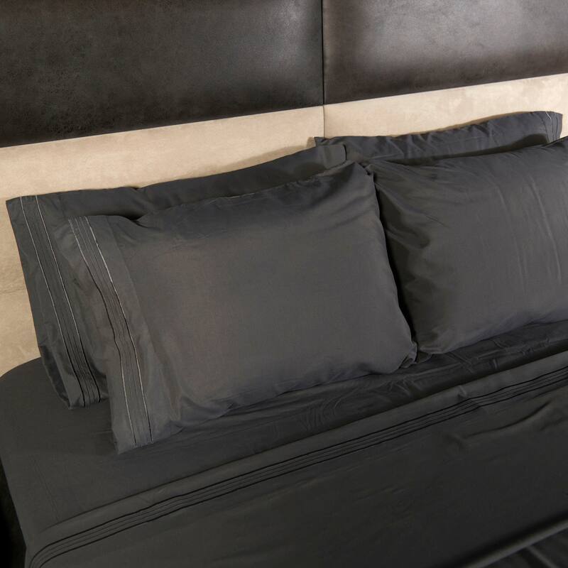 Authentic Hotel and Spa 1800 TC Brushed Microfiber Standard Pillowcase (2PC Set) with 4 Line Embroidery