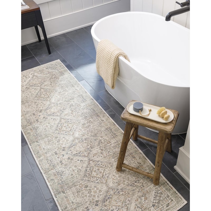 Livabliss Traditional Amelie Medallion Washable Area Rug - 7'10" x 10'2" - Orange/Beige