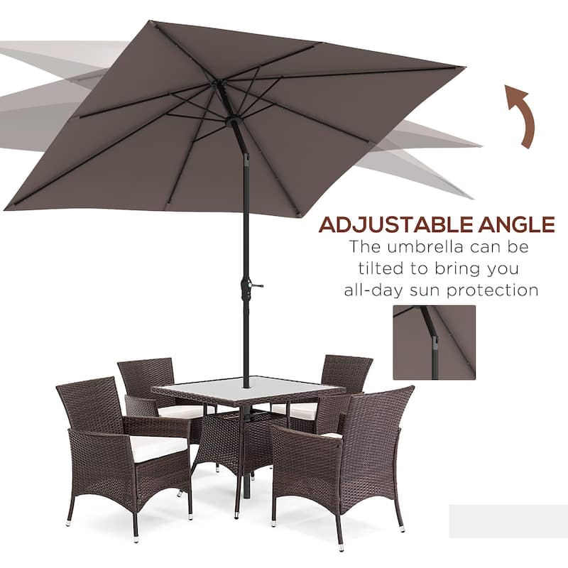 Outdoor Umbrella Lighted Patio Umbrella with Tilt Crank, for Garden Deck Backyard Pool Beach, Dark Gray