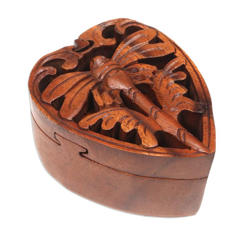 Novica Handmade Tenderness Of A Dragonfly Wood Puzzle Box