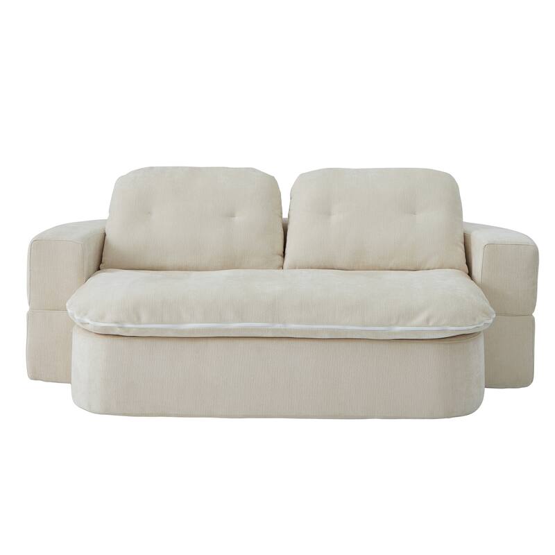 Characteristic 2-Seater Sofa Couch Love Seat Couch with Hidden Storage Quilt, Curved Sofa Bed with Armrests