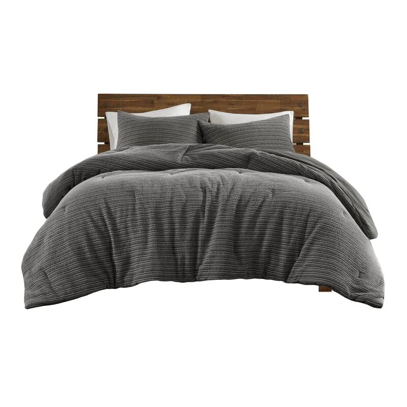 GDF Studio - Rowena Waffle Washed Cotton 3-Piece Comforter Set with Soft Textured Design