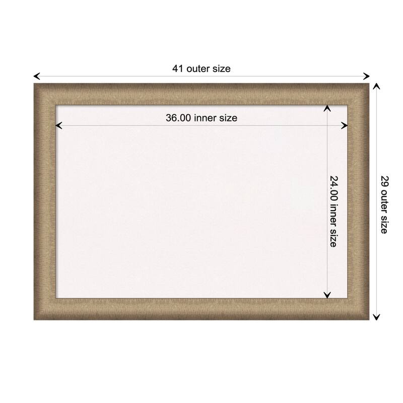 Elegant Brushed Bronze Framed White Corkboard Bulletin Board - Board Size 36x24