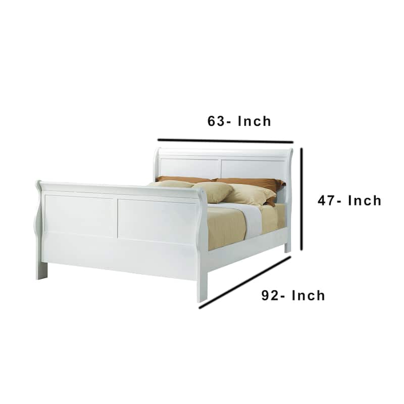 Classy Transitional Style Queen Size Sleigh Bed, White