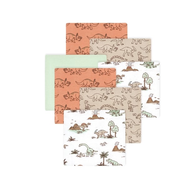 slide 1 of 1, Little Treasure Hudson Baby Cotton Poly Flannel Receiving Blankets Multipack, Orange Dinosaur Adventures, 30x30 inches 30x30 inches - Orange Dinosaur Adventures