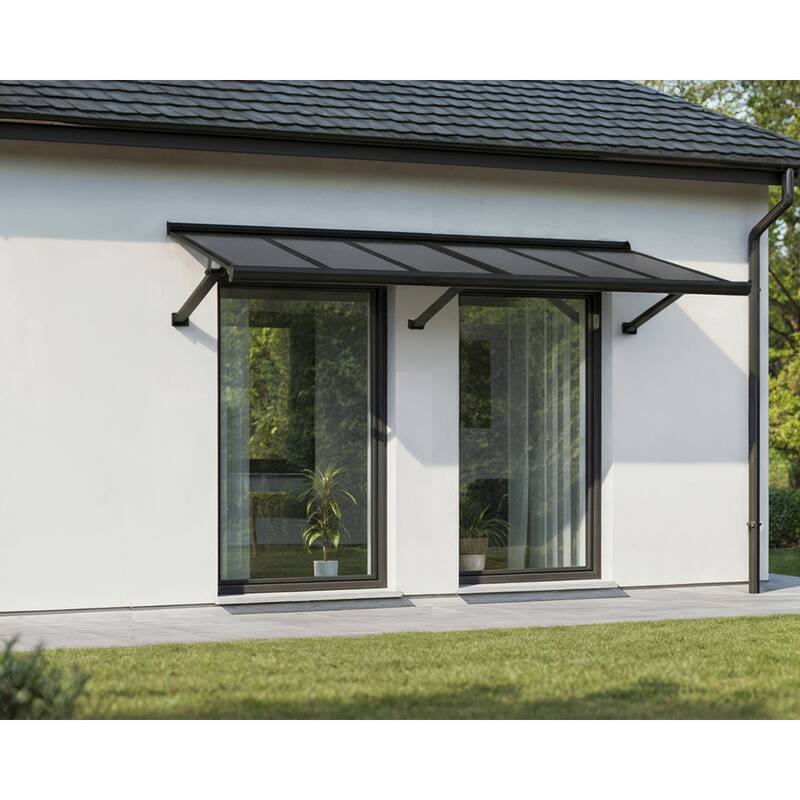 Canopia Augustine 3 ft. Black/Gray Door and Window Awning - 3ft. x 7.3ft.