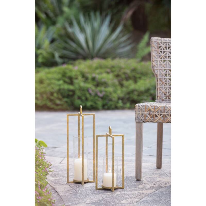 Vintage Style Candle Lanterns - 18.75" - Gold - Set of 3