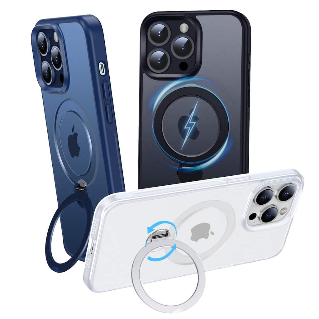 iPhone 15 Pro Max 360° Adjustable Stand with Camera Protection Compatible with MagSafe, Invisible Magnetic Ring Case Non-Slip