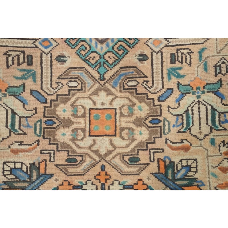 Hand Knotted Oriental 100% Wool Carpet Traditional Floral Peach Tabriz Area Rug - 9' 4'' X 6' 7''