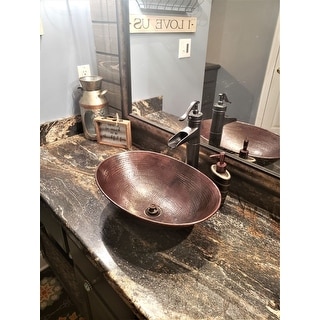 17" Handcrafted Oval Copper Vessel Bathroom Sink by SimplyCopper
