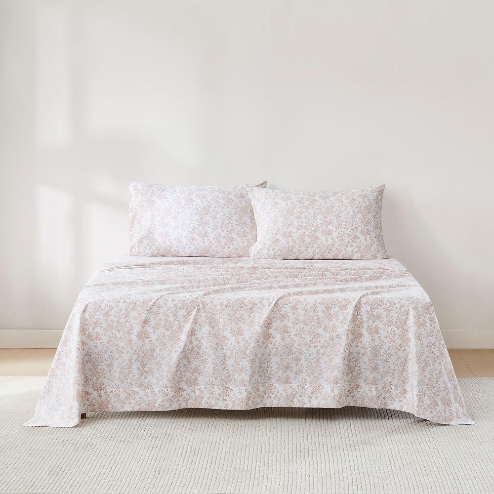 Lush Decor Peony Toile Peach Cotton Sheet Set