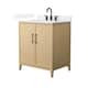 Option White Oak, Black Trim, White Quartz Top