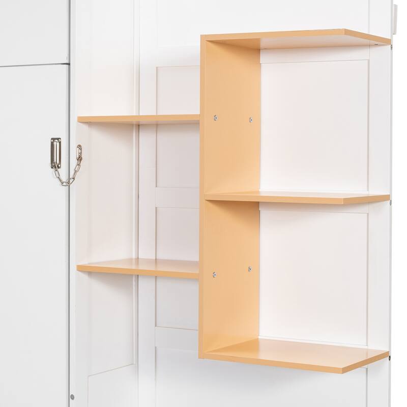 Modern Queen Murphy Bed with Sofa & Storage Shelves, Space-Saving Wall Bed with Integrated LED Lights