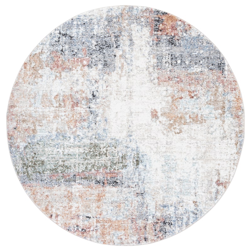 SAFAVIEH Jasmine Denice Vintage Rug - 5'3" Round - Ivory/Blue